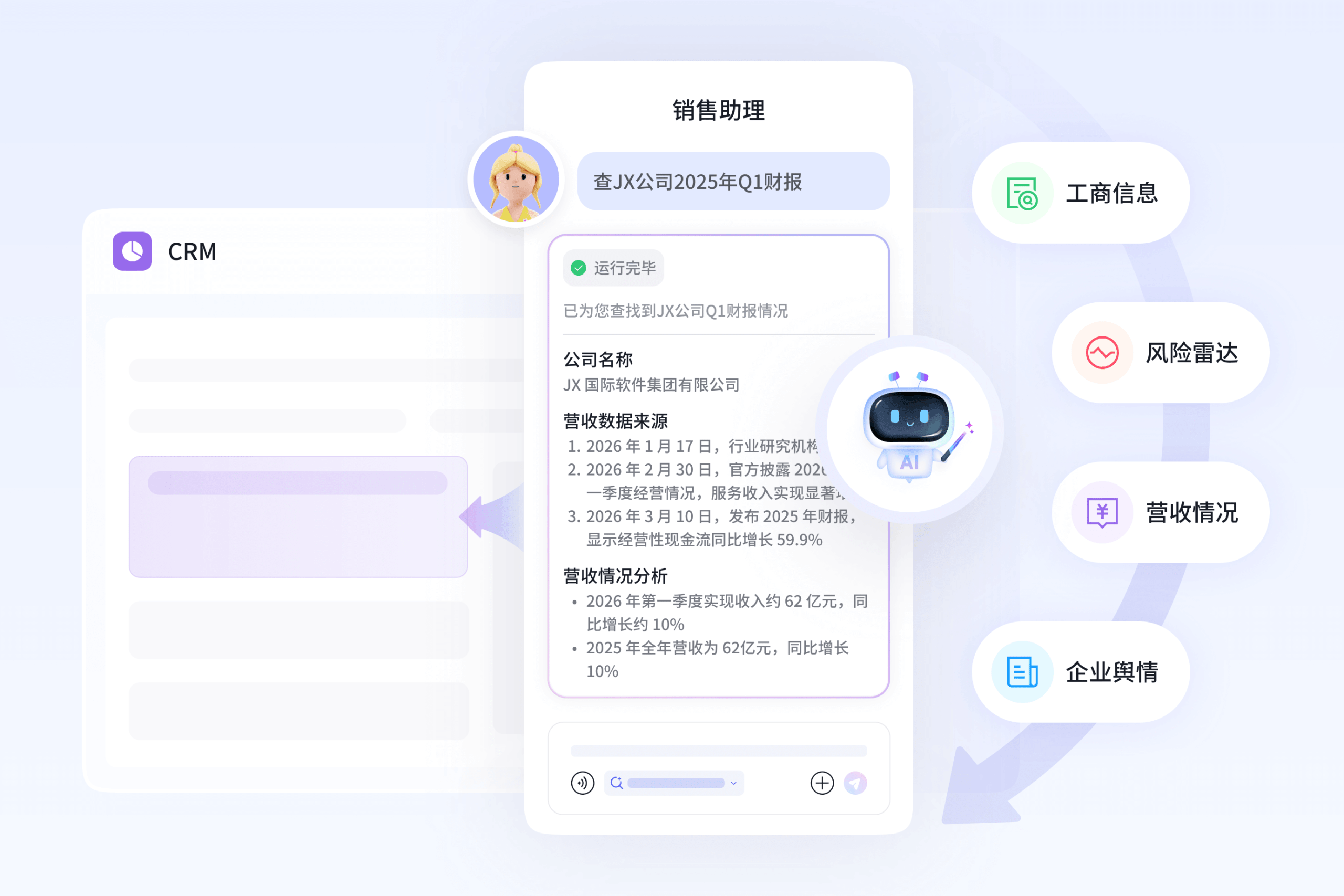 AI客户情报整合功能界面截图